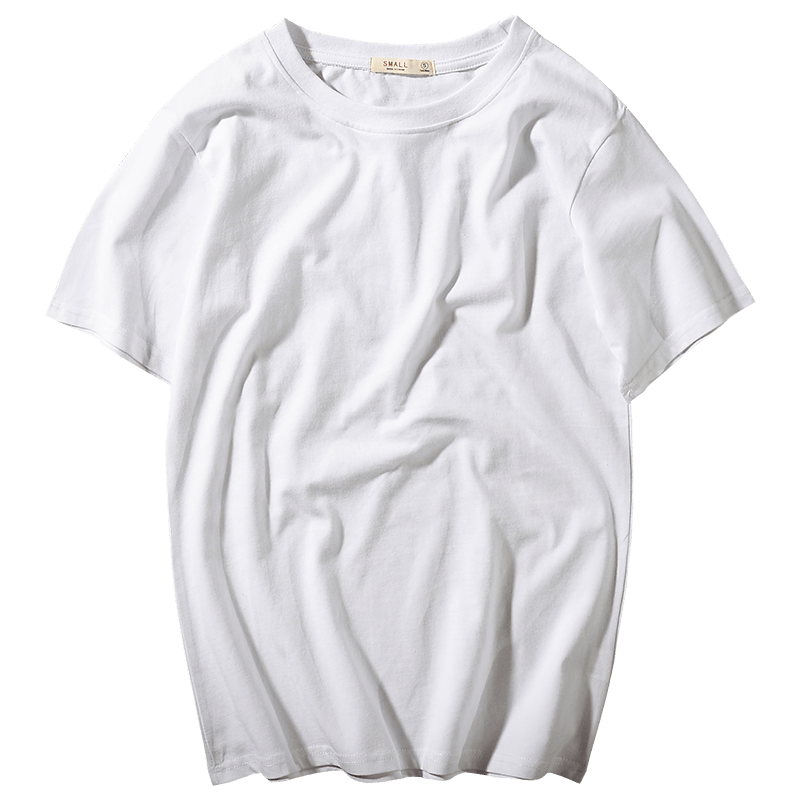 夏季短袖t恤男纯色圆领打底衫宽松纯棉韩版潮纯白色半袖体恤衣服