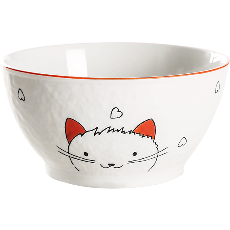 顺祥陶瓷卡通猫小咪日式可爱创意餐具碗套装家用微波炉饭碗面汤碗