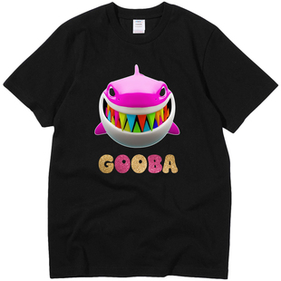 6ix9ine gooba同款卡通鲨鱼印花ins超火的彩虹哥69短袖t恤嘻哈潮