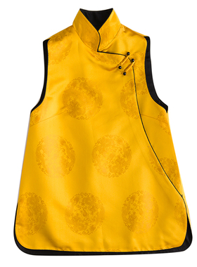 zdx220中式黄马褂马甲女秋冬季中国风复古马夹背心唐装春复古女