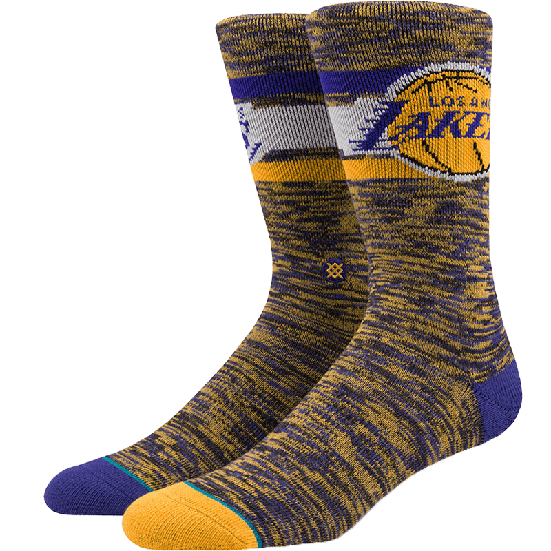 stance男袜nba湖人队勇士徽章混纱色篮球袜 舒适吸汗男士中筒袜子