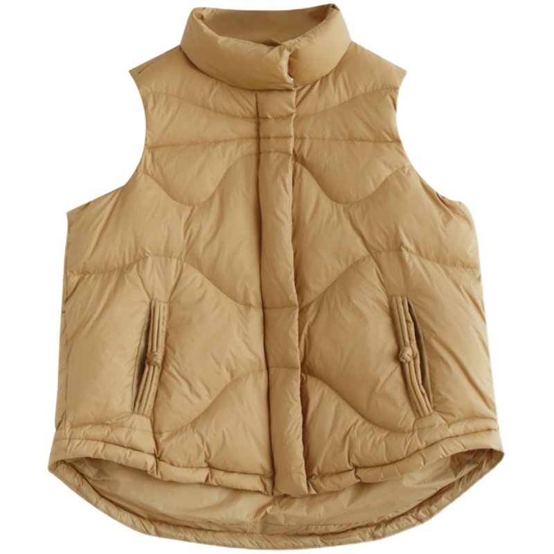 咖咪羽新款轻薄羽绒马甲背心女短款秋冬立领外穿保暖白鸭绒羽绒服