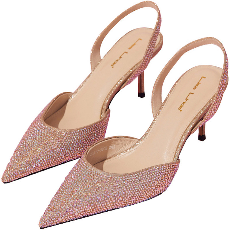 lisalinda原创设计满钻水钻cl高跟鞋水晶鞋婚鞋2021新款细跟单鞋