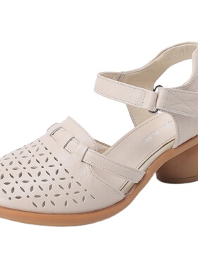 达令宝贝2022春新款真皮包头夏凉鞋