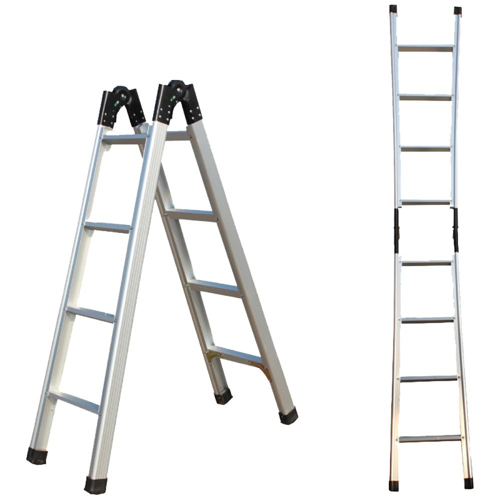加厚铝合金梯子人字梯家用折叠梯两用梯一字梯伸缩1.5米2米爬楼梯