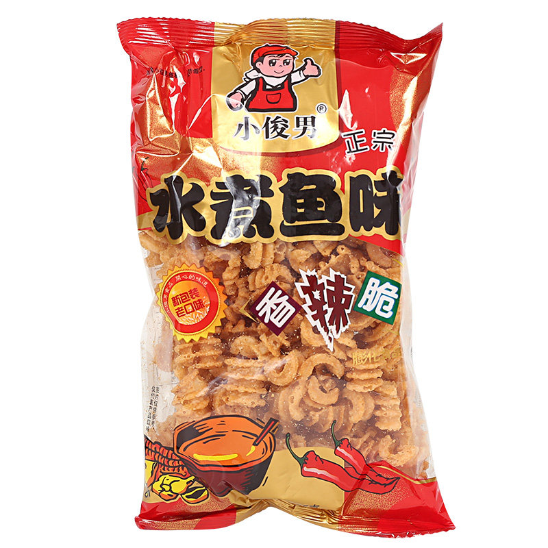 小俊男水煮鱼香辣脆披萨卷比萨卷锅巴休闲油炸型麻辣零食20袋包邮