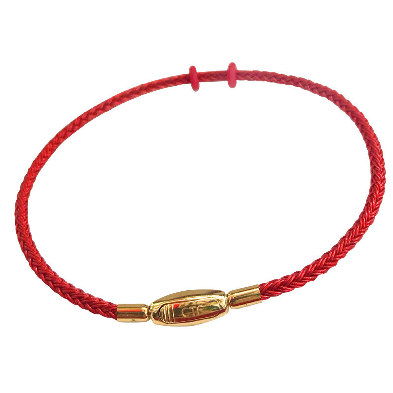 香港周大福手绳钢绳手链 透气防水红皮绳黑色转运珠原厂原装专柜