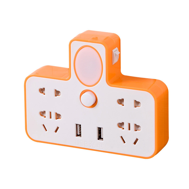 带夜灯多功能插座排插转换器usb充电家用一转多孔电源开关插板