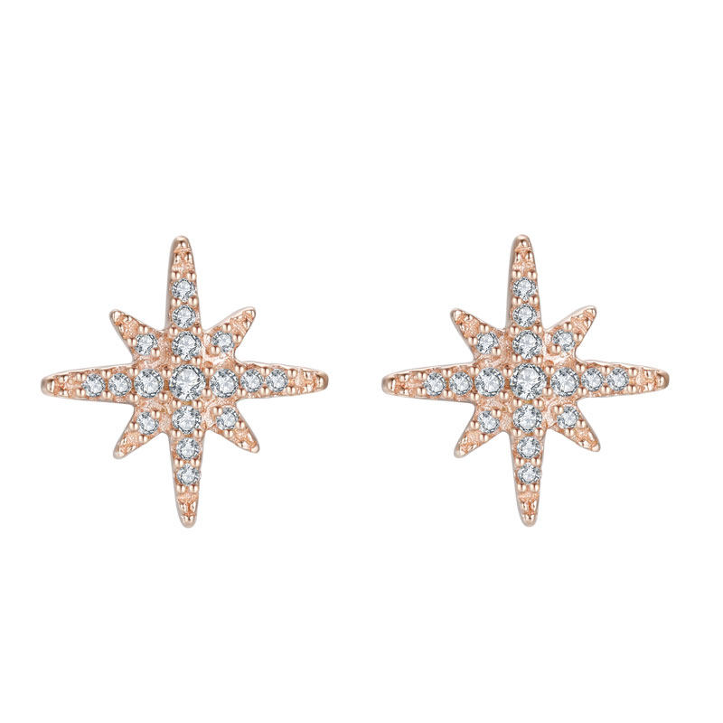 apm monaco六芒星耳钉玫瑰金女士流星简约小众耳钉925银 re8419ox