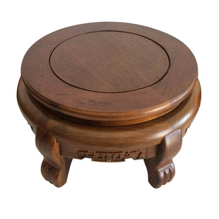 红木圆形凳子花瓶瓷器盆景鱼缸底座玉石摆件花架佛像木雕 原价258元