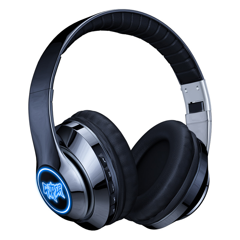 瓦联炫酷无线发光头戴式蓝牙耳机运动跑步音乐插卡耳麦通用重低音