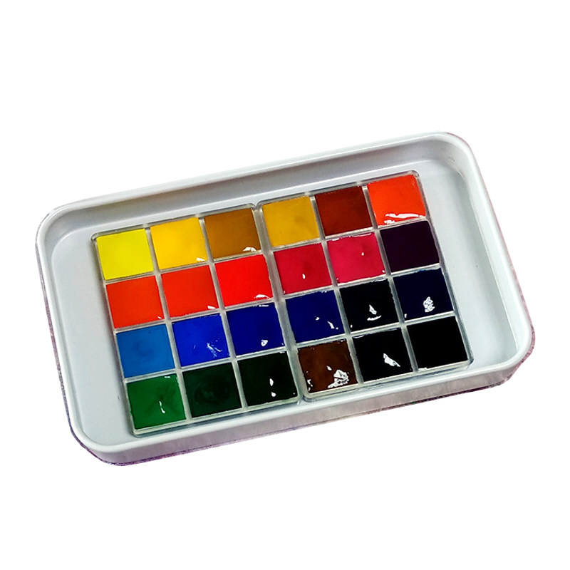 包邮温莎牛顿歌文24色暖色冷色透明水彩颜料分装三折铁盒便携装