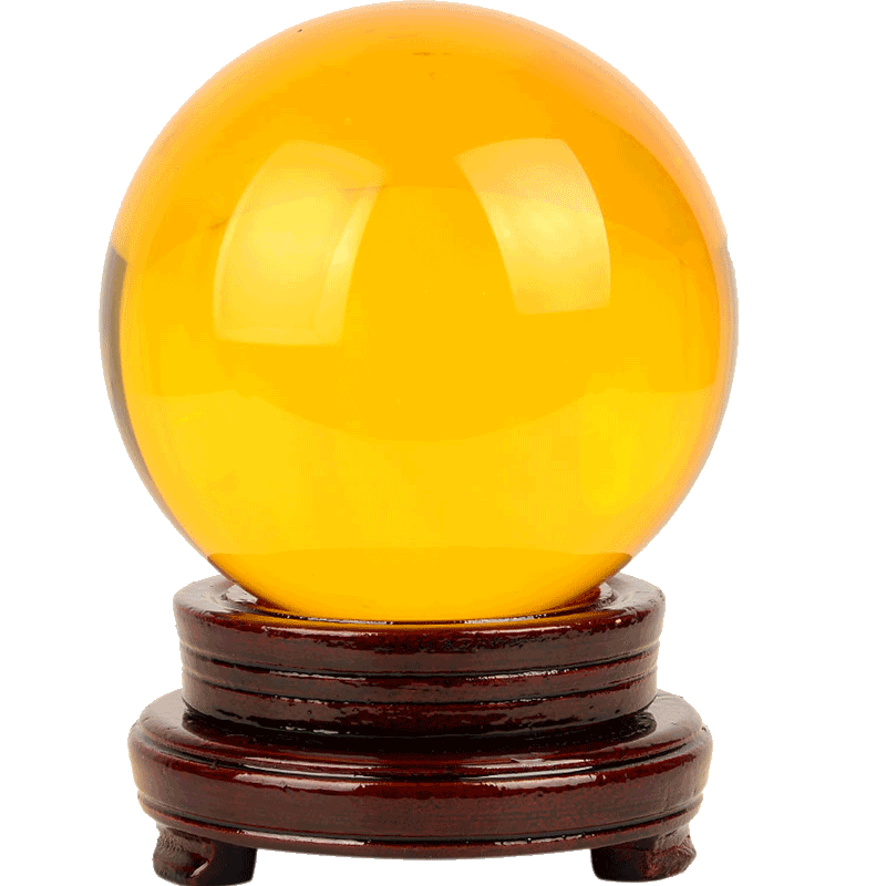 风水阁黄色白水晶球摆件人造风水透明圆球玻璃招财绿紫蓝粉转运