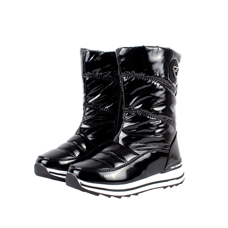 包邮东北加厚保暖棉靴冬季新款百搭中筒漆皮棉鞋防水防滑女雪地靴