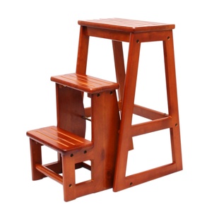 全实木三层楼梯凳阶梯凳子两用折叠梯家用木梯子小户型室内三步梯