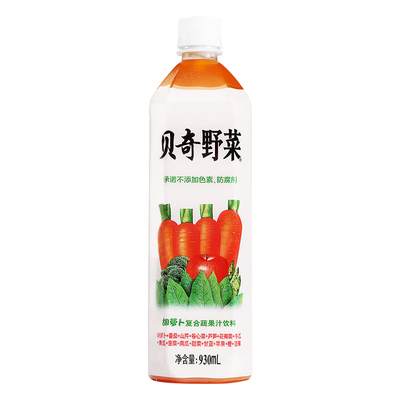 贝奇野菜汁930ml6瓶整箱蔬果汁饮品大瓶装酒席婚宴胡萝卜汁饮料