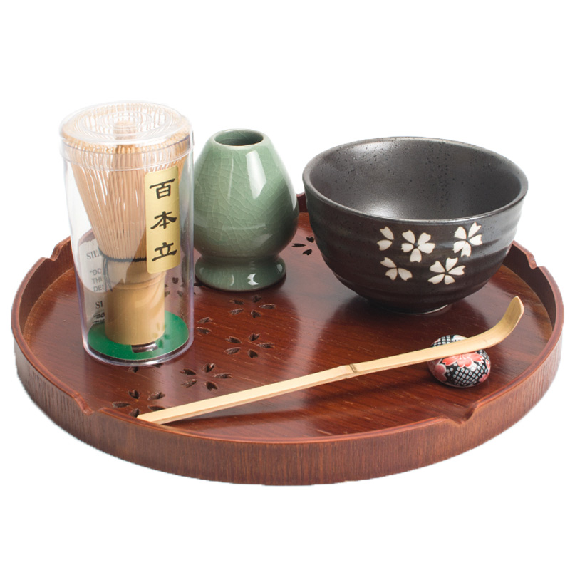 日本茶道日式和风抹茶碗大号功夫茶具套装樱花陶瓷家用斗笠茶杯子