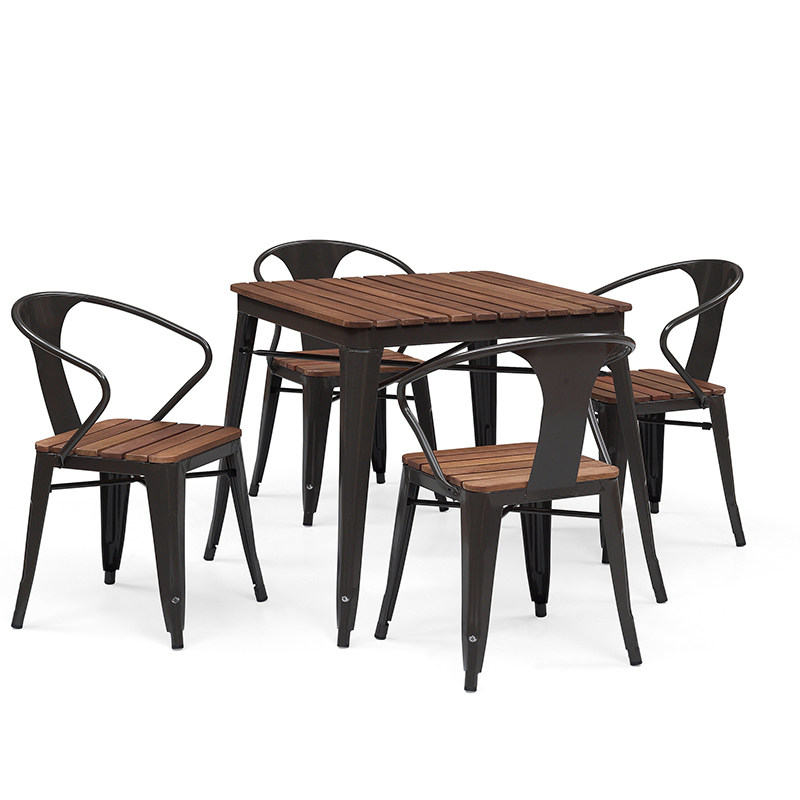 外摆咖啡店户外桌椅组合5件套 庭院塑木阳台家具露台天室外桌椅