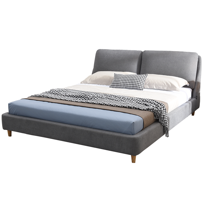 斯可馨简约现代布床主卧1.8米1.5米双人床可拆洗北欧布艺床5127