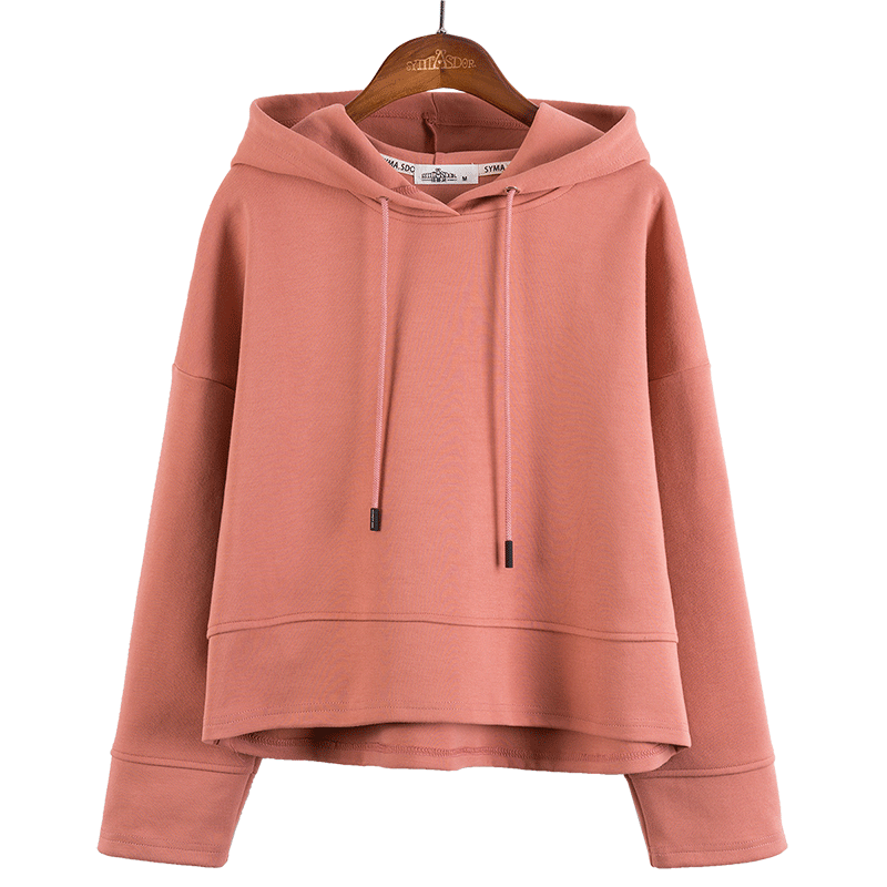 春装2020款女新品韩版休闲宽松个性短款拼接百搭薄款连帽卫衣女潮