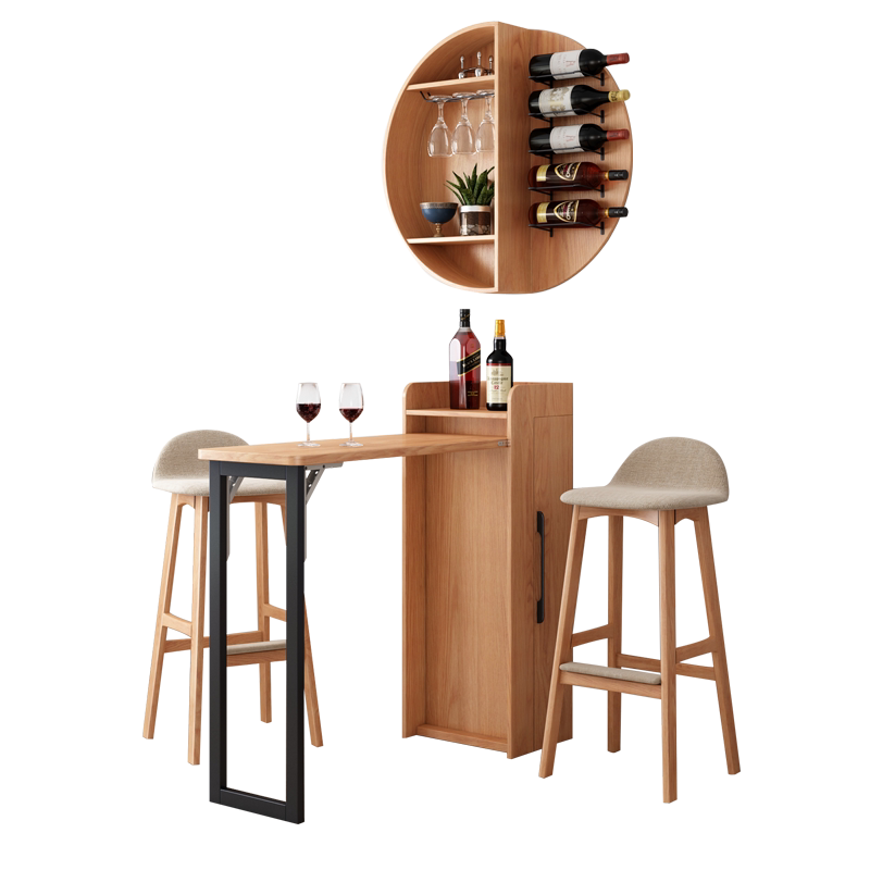 北欧吧台桌家用可折叠伸缩酒柜多功能储物客厅隔断小吧台现代简约