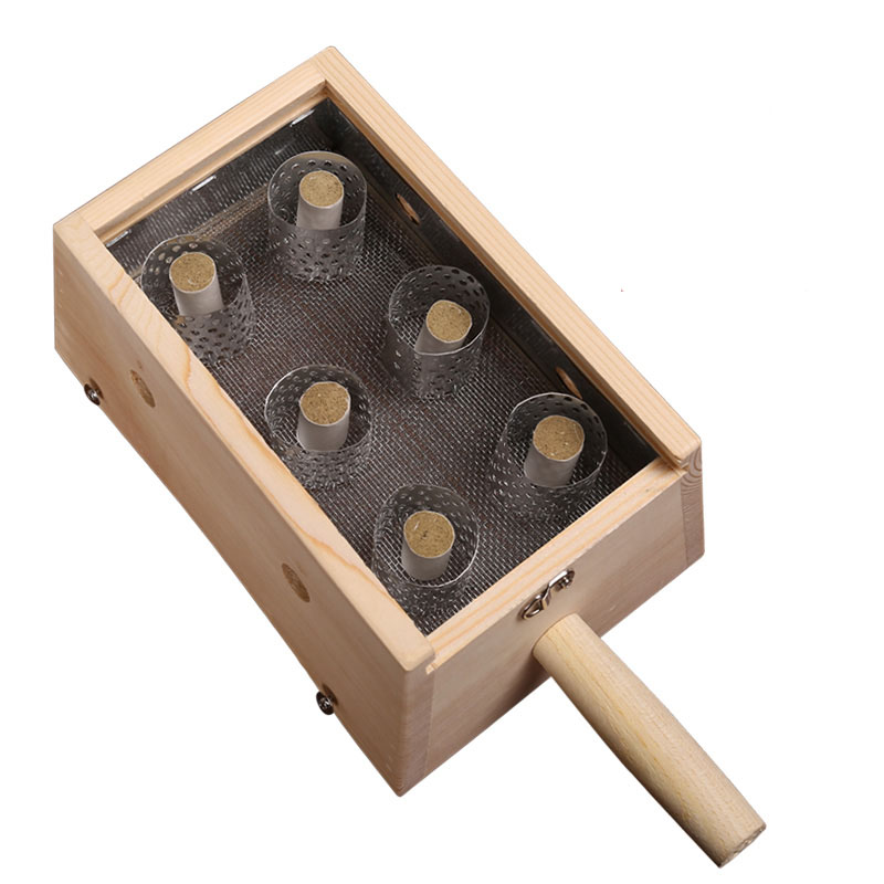 实木艾灸盒随身灸温灸仪器加高弧形六孔六柱腰部腹部背部全身家用