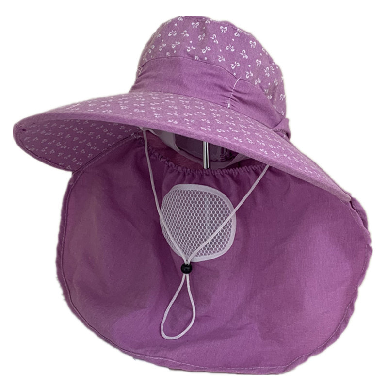 大檐遮脸护颈遮阳帽子女夏天户外骑车防晒太阳帽出游登山帽采茶帽