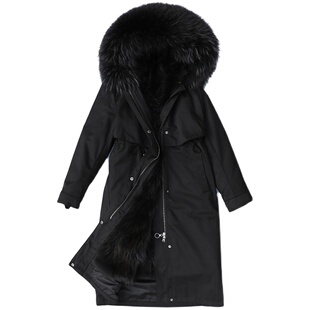 派克服男2020冬新款中长款獭兔毛皮草内胆狐狸毛领皮毛一体男大衣