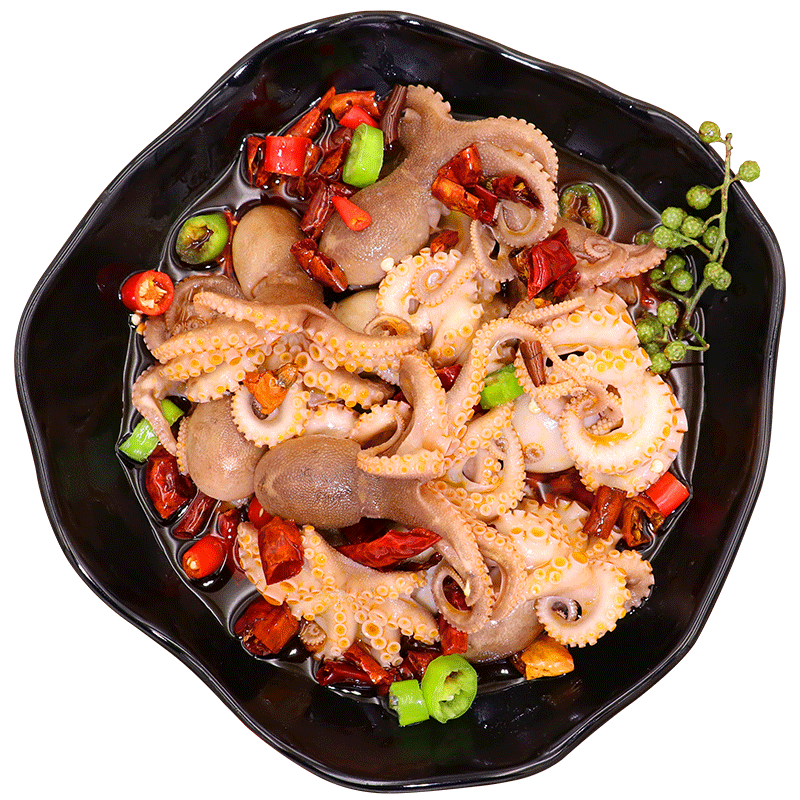 舌尖渔港网红麻辣八爪鱼大爆头章鱼捞汁小海鲜即食熟零食280g罐装