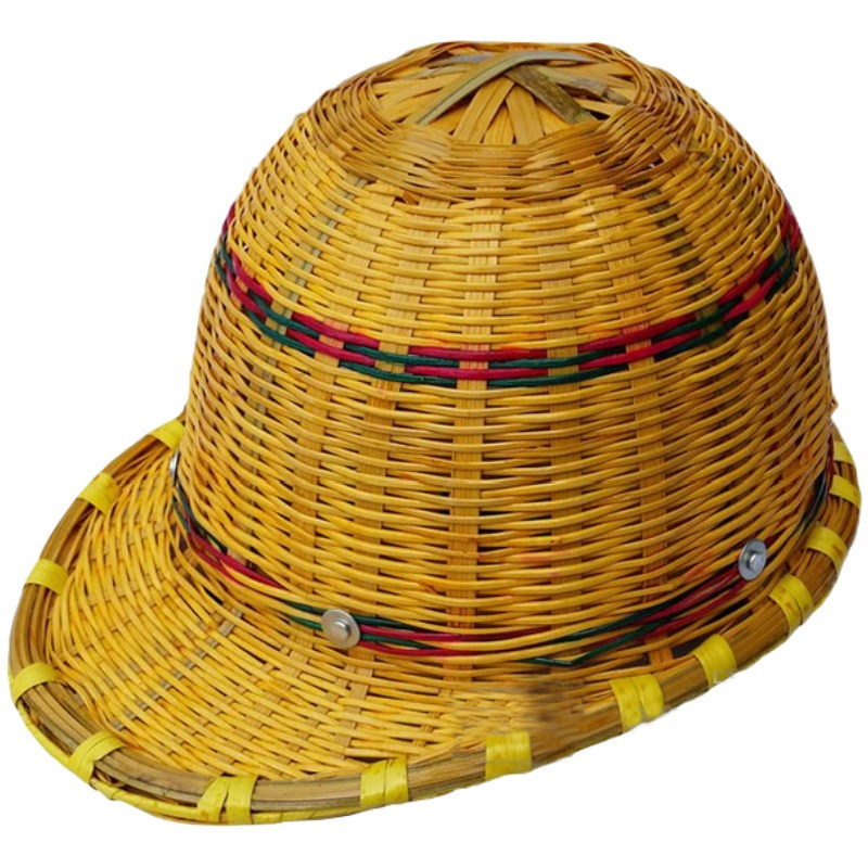 大沿竹编安全帽透气降温凉爽环保竹制藤帽遮阳防晒工地安全头盔