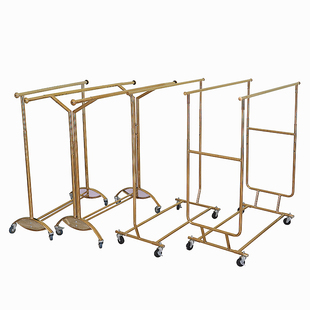服装店衣架展示架移动伸缩折叠龙门架带轮单杠双杠落地中岛侧挂架 券