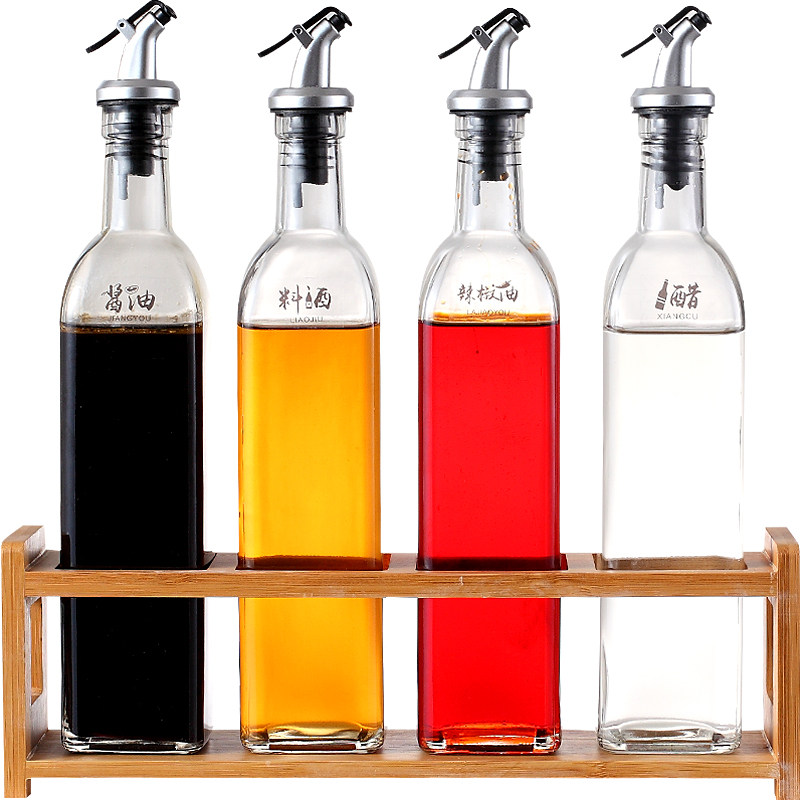 装酱油瓶醋瓶油瓶套装家用厨房防漏不挂油玻璃油壶调料瓶麻油料酒