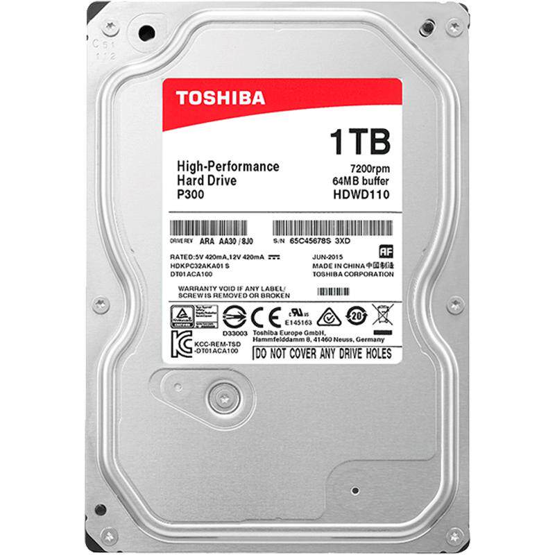 【领券减10】toshiba/东芝机械硬盘1t p300 台式机电脑硬盘1t 垂直pmr