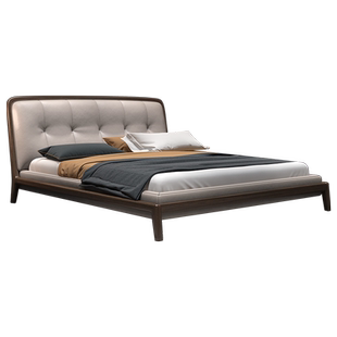 吉斯北欧风格主卧室床实木真皮床