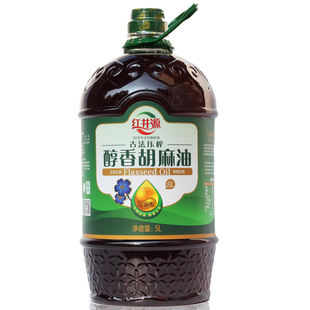 红井源 古法物理压榨二级浓香胡麻油5l 炒菜凉拌调馅