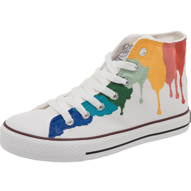 回力手绘鞋爆改涂鸦帆布鞋女高帮2021新款韩版泫雅风春季小白鞋子