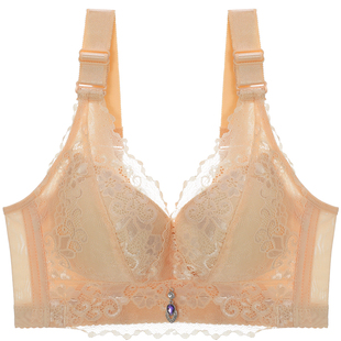 思晴夏季小胸内衣女无钢圈加厚四排扣文胸聚拢上托收副乳胸罩肉色