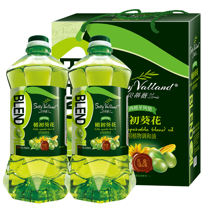 【橄榄油礼盒】贝蒂薇兰10%橄榄油送礼食用油健康均衡油1.5l*2