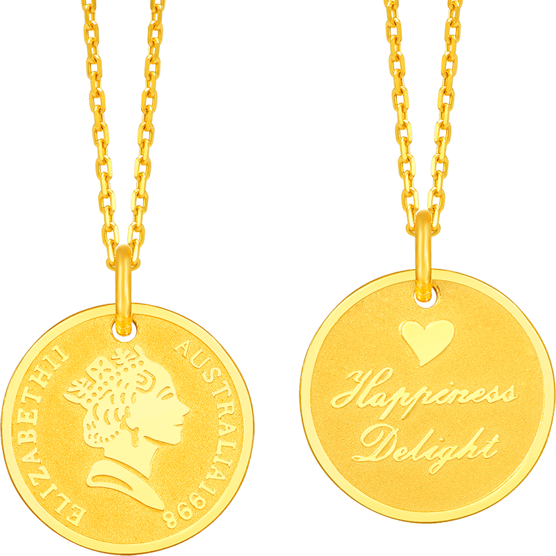 sunfeel/赛菲尔黄金吊坠9999足金女王金币挂坠双面佩戴送女友礼物