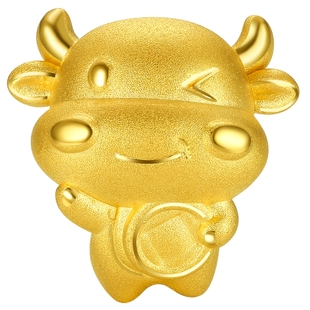 周六福黄金手链女定价3d硬金转运珠招财钱币本命生肖金牛足金手串