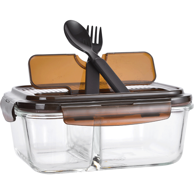 乐扣乐扣格拉斯耐热玻璃保鲜盒分隔饭盒便当盒微波炉饭盒 上班族