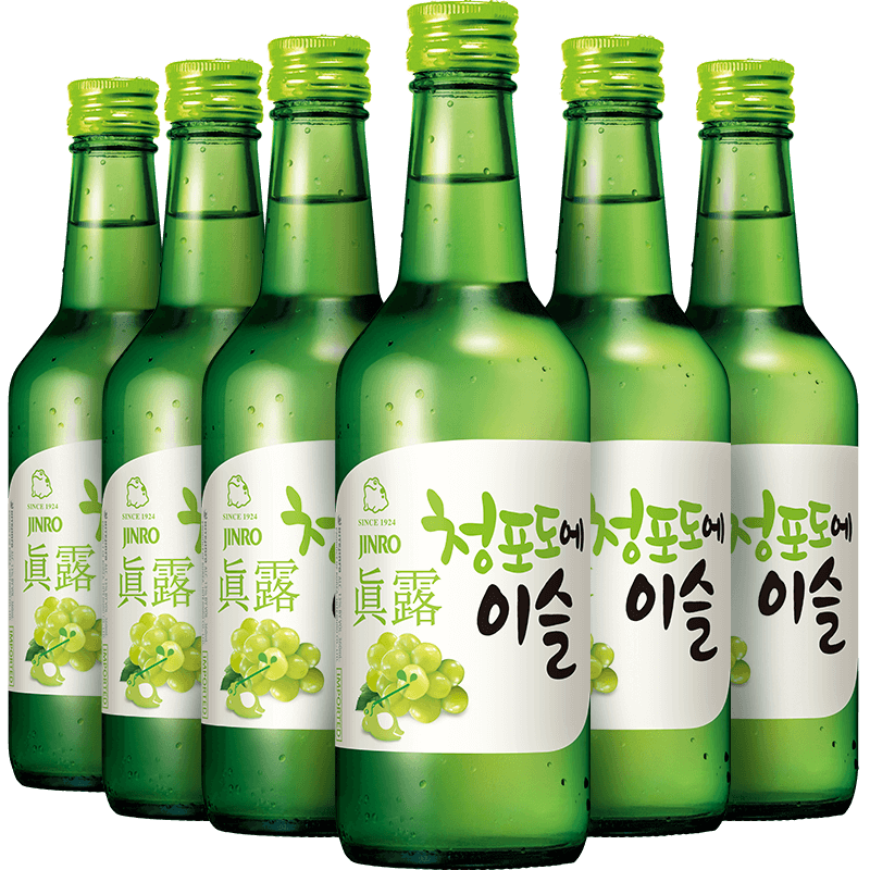 韩国真露烧酒葡萄果酒女生低度非清酒13度360ml*6瓶原装进口包邮