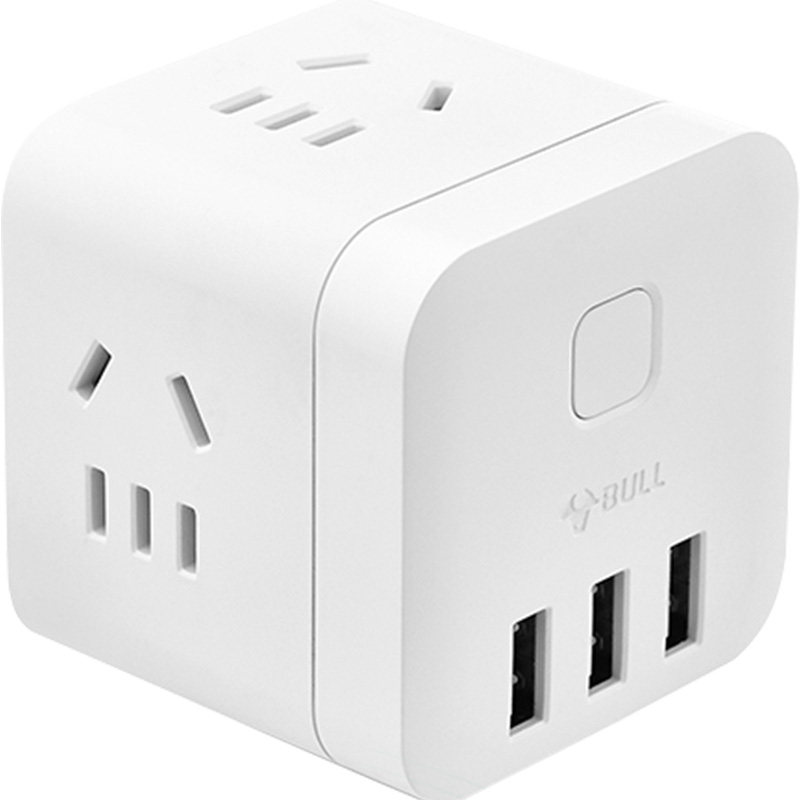 公牛旗舰店官方旗舰四方插座正方形魔方超薄插排插头转usb转换器