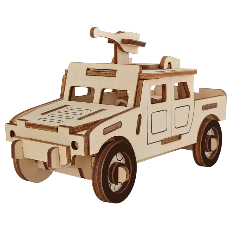 木质3d立体拼图儿童diy手工创意积木制益智力玩具男孩汽车子模型