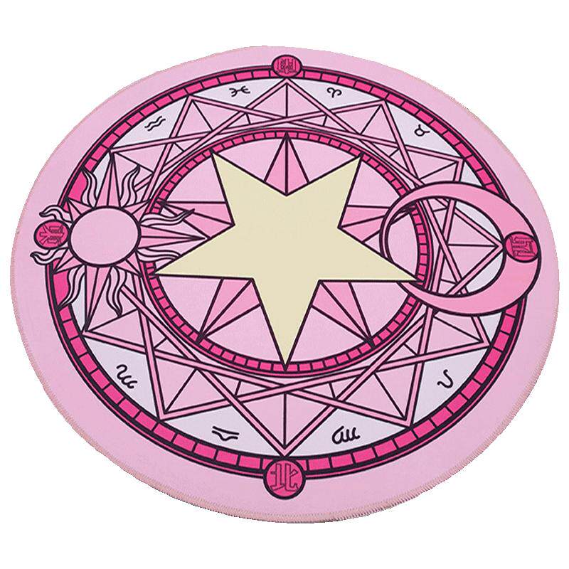 卡通小樱可爱粉色拍照魔法阵儿童圆形地毯卧室电脑椅转椅吊篮垫子