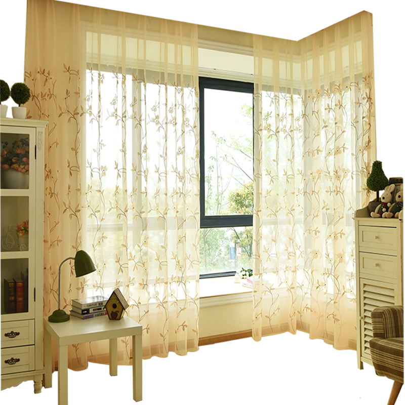 韩式公主风绣花清新阳台纱窗纱帘客厅飘窗窗帘纱帘成品 帘美一家