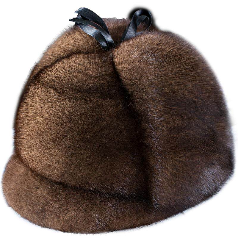 东北水貂帽子貂皮整貂绒厚保暖裘皮棉帽中老人帽子男冬皮草爸爸帽