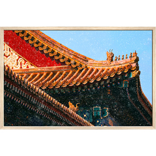 故宫挂画红墙雪景装饰画中国风艺术壁画玄关餐厅新中式墙画包邮 券