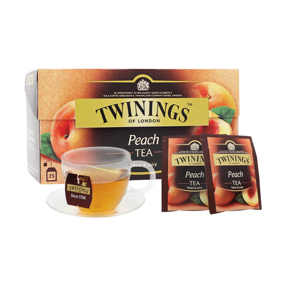 英国川宁twinings进口红茶包蜜桃果香红茶25袋花果茶水果茶袋泡茶