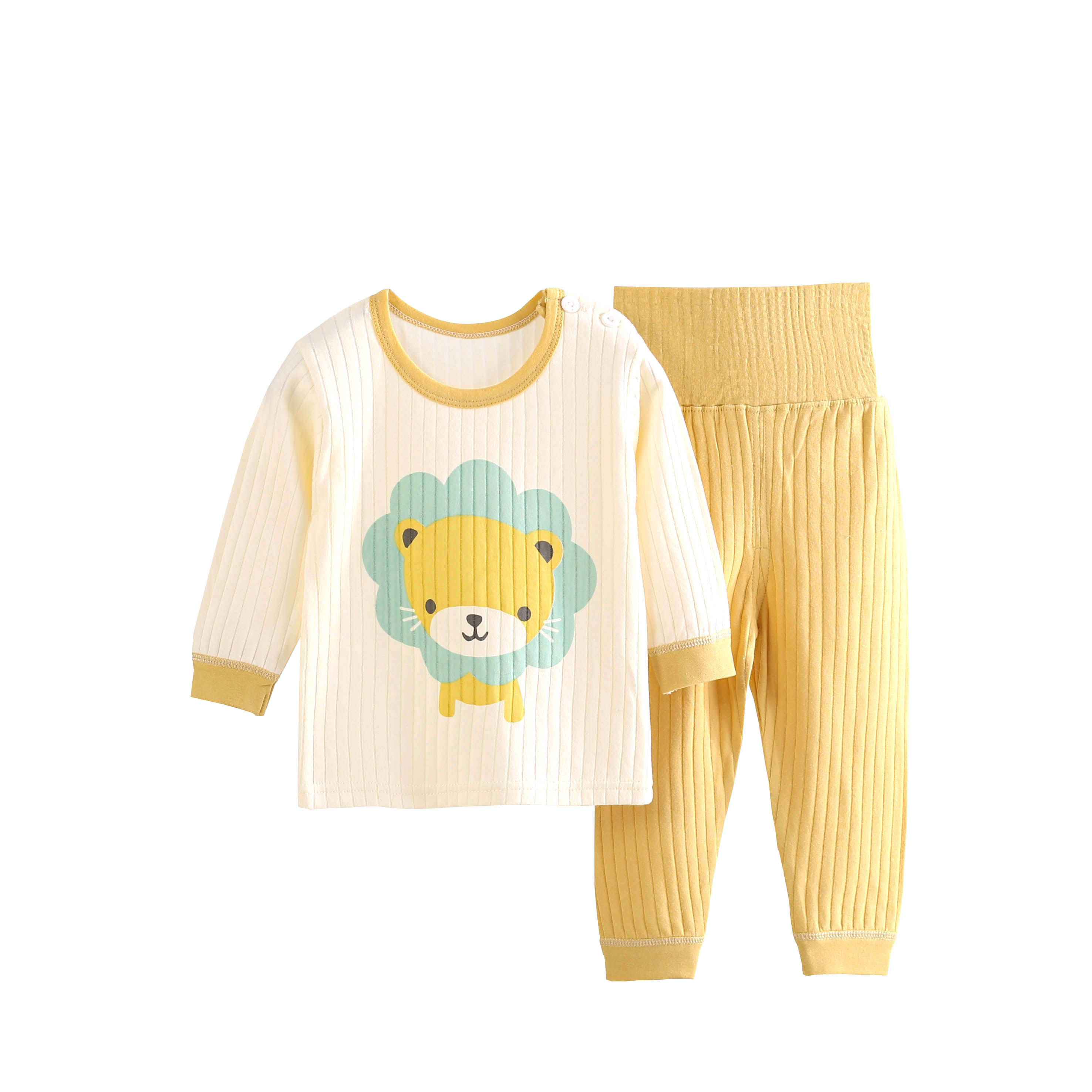 宝宝秋衣套装纯棉婴儿高腰护肚男童睡衣女童家居服春秋款儿童内衣